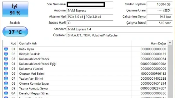 CrystalDiskInfo Ekran Görüntüsü 1