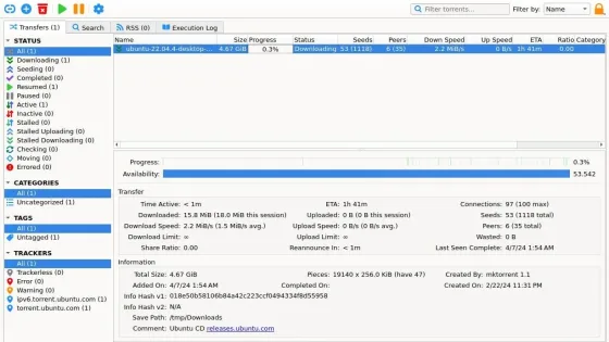 qBittorrent Ekran Görüntüsü 1